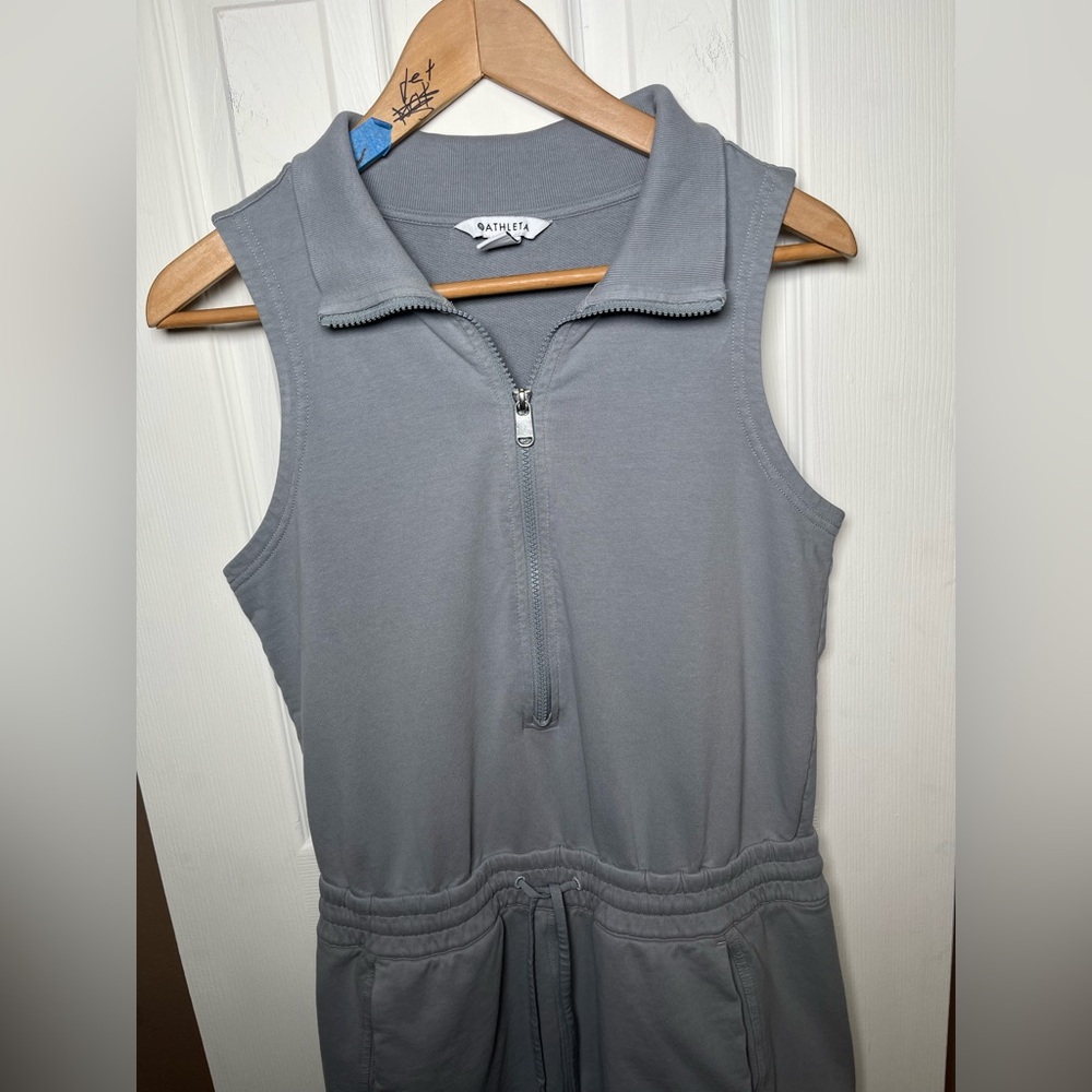 Athleta‎ Women's M Gray Retroterry Romper Pockets Terry Knit Cotton - Picture 5 of 17